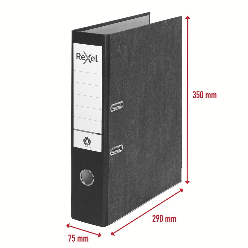 Rexel Foolscap Lever Arch File Black 75mm Spine Width 2115548