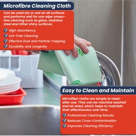 Hi-Shine 10 Next Generation Microfibre Cloth 40x40cm – Chemical Free Microfibre Cleaning Cloth for Glass, Glasses, Stainless Steel, Shiny Surfaces, Window Cleaning Cloths -Glass Cleaning Cloth Green