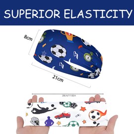 Stirnband Kinder, 4 Stück Fußball Kinder Stirnband Baby Junge, Dünnes, Ultraleichtes und Elastisches Haarband Junge, Sportstirnband für Laufen Fußball Radfahren