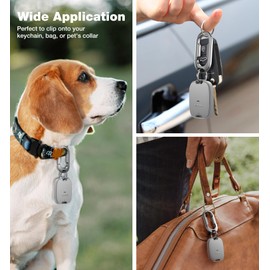 SURITCH for AirTag Holder 2 Pack, Keychain with Anti-Lost Carabiner Shockproof TPU Protective Case for AirTag for Kids, Keys, Pets, Luggage, Bags, 2 Pack -(Grey *2)