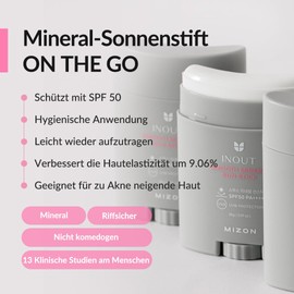 [MIZON] INOUT SMOOTH MINERAL SUN STICK SPF50 PA++++ (26G) Sun Pen to Go - 24-Hour Sun Protection - Suitable for Sensitive Skin/Acne Skin - Sea Friendly