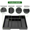 VaeFae Bamboo Silverware Organizer, Expandable Kitchen Drawer Organizer for Cutlery,
