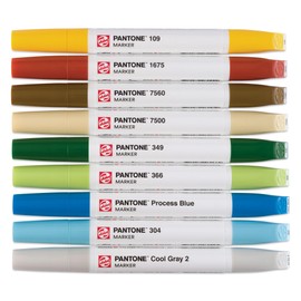 Talens Pantone Marker Set of 9 Nature Dual Tip Pen with Brush Tip and Chisel Tip Water-Based Pigmented Ink in Pantone Colours