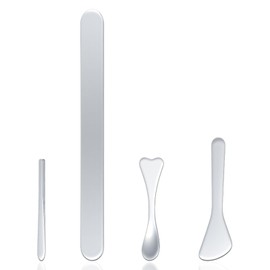 Set of 4 Spatulas Cosmetic Metal, Universal Cream Spatula, Heart-Shaped Curved Cosmetic Spatula for Narrow Bottle, Jam, Beauty Lotion, Cream