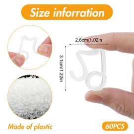 Xinjoduz 60 PCS Gutter Hooks for Outdoor Lights, Christmas Light Clips Mini Plastic Weatherproof Hooks for Outdoor String Lights for Seasonal Lighting Holiday Party Decorations(White)