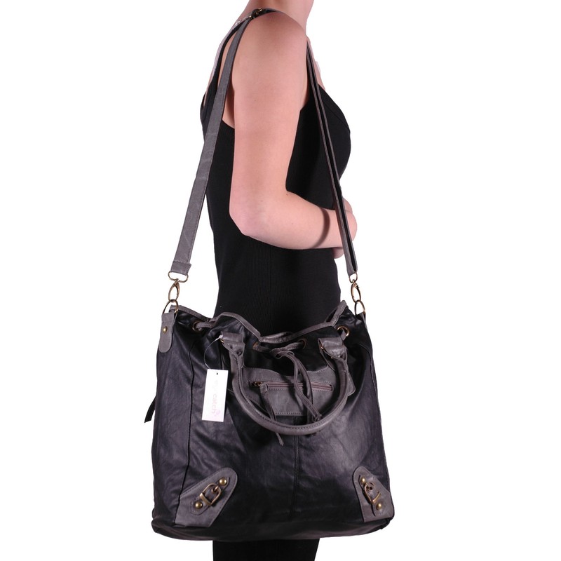 EyeCatch - Jenna Faux Leather Cross Body Duffle Bag ShoulderBag