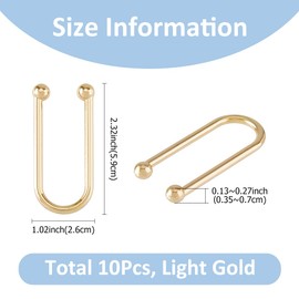 SUPERFINDINGS 10Pcs Alloy Bikini Clips Golden U Shape Ring Buckle Linker Bikini Buckles Metal Bra Connector for Swimwear Front Clasp Garment Accessory DIY Supplies