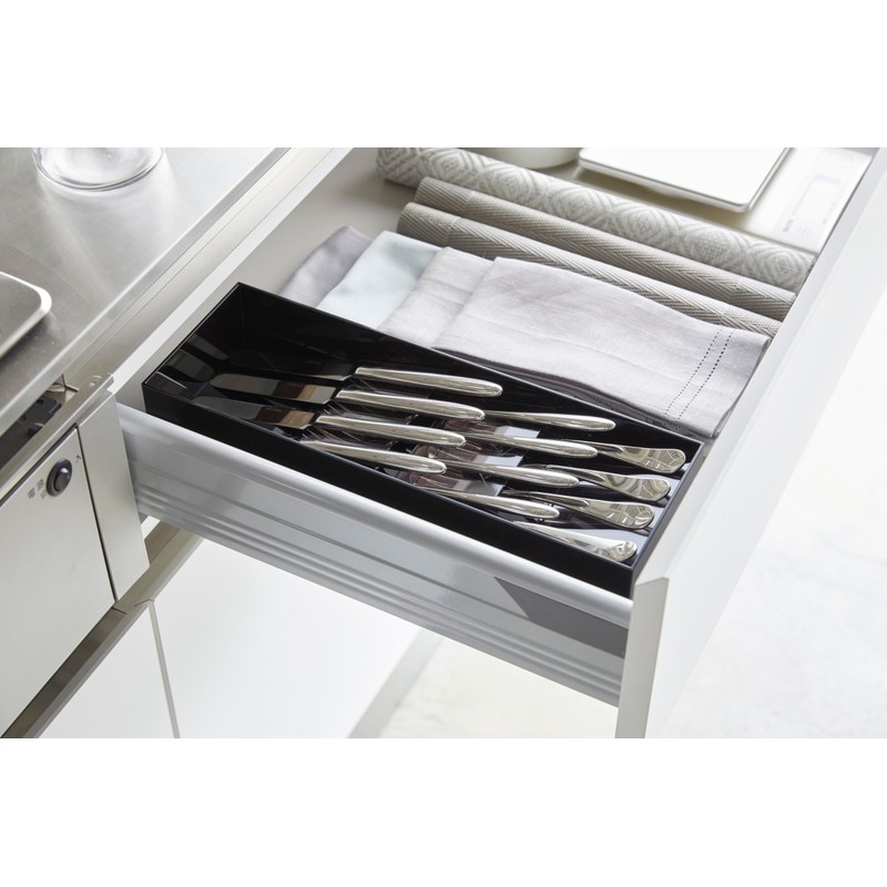 Yamazaki 5414 3D Diagonal Cutlery Case, Black, Approx. W 13.8