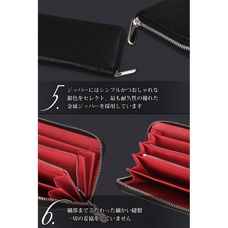 Xsimant Men's Long Wallet, Genuine Leather, L-Shaped, Coin Purse, Card