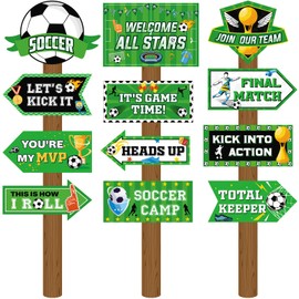 Lemosae 24 Pcs Soccer Party Decorations Soccer Party Sign Soccer Poster Paper Cutouts Sign Decorations Welcome Yard Sign for Boys Girls Birthday Party Supplies Home Decor Photo Booth Props