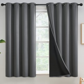 Yakamok Cortinas Que bloquean Totalmente la luz para el Dormitorio, 54 Pulgadas de Largo, Cortinas Que bloquean Completamente la luz con Reverso Negro, Paneles de Ojales sólidos con Aislamiento tér