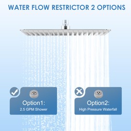 KINLIV 16 inch Large Rain Shower Head Ceiling Mounted - All Metal 304 Stainless Steel, Full Body Rainfall Shower with 324 Silicone Nozzles - Waterfall Bathroom Square Showerheads, Chrome Polished…