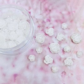 Rose flower mix nail parts (about 50 pieces), white, 1 piece, white / 장미 꽃 믹스 네일파츠 (약 50개입), 화이트, 1개, 화이트
