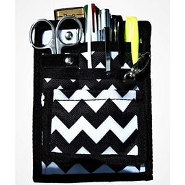 6 Piece Protective Lab Coat Pocket Organizer Kit has Popular Black and White Chevron Pattern