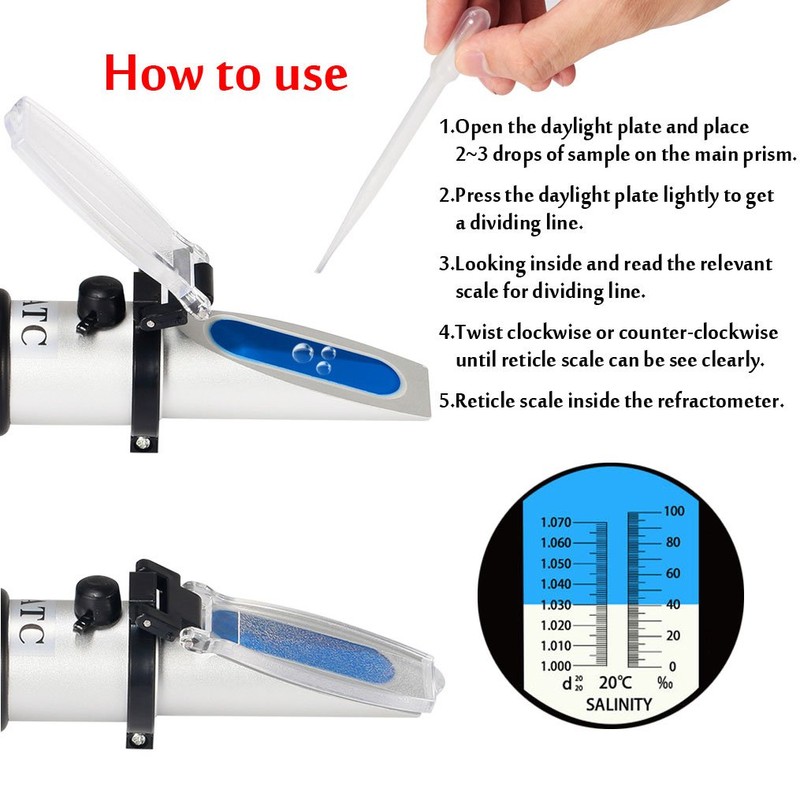 V·RESOURCING Seawater Salinity Refractometer, Automatic Temperature Compensation Sea Water Salinity