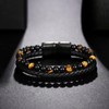 Adorashine Men's Braided Leather Bracelet, 8.3inch Black Braided Leather Stainless
