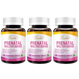 Lovita Prenatal Vitamins with Iron 27 mg, Folic Acid 800mcg & Calcium, Vegan Prenatal Vitamins for Women During and Post Preganacy, Non GMO, 180 Vegetarian Prenatal Pills (Pack of 3)