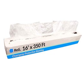 Reli. Plastic Sheeting, White | 16' x 350 Feet | Overspray Plastic Sheeting - Translucent | Masking Film Protective Sheeting | Painter's Plastic Sheeting Roll for Automotive/Auto Body, Painting