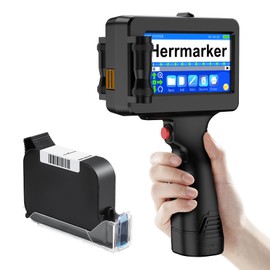 Handheld Inkjet Printer Gun TIJ314, Date Printing Machine with 42ml Quick-Drying Ink Cartridge, 4.3" Touch Screen Handheld Printer for Barcode,Text,QR Code,Batch Number on Carton Plastic Tube Metal