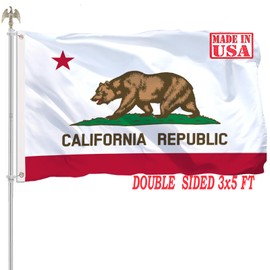 California State Flag 3x5 Double Sided Outdoor California Republic Flag Heavy Duty 210D Nylon California Bander Vivid Color Anti-Fading with 2 Brass Grommets for Outdoor Indoor Wall