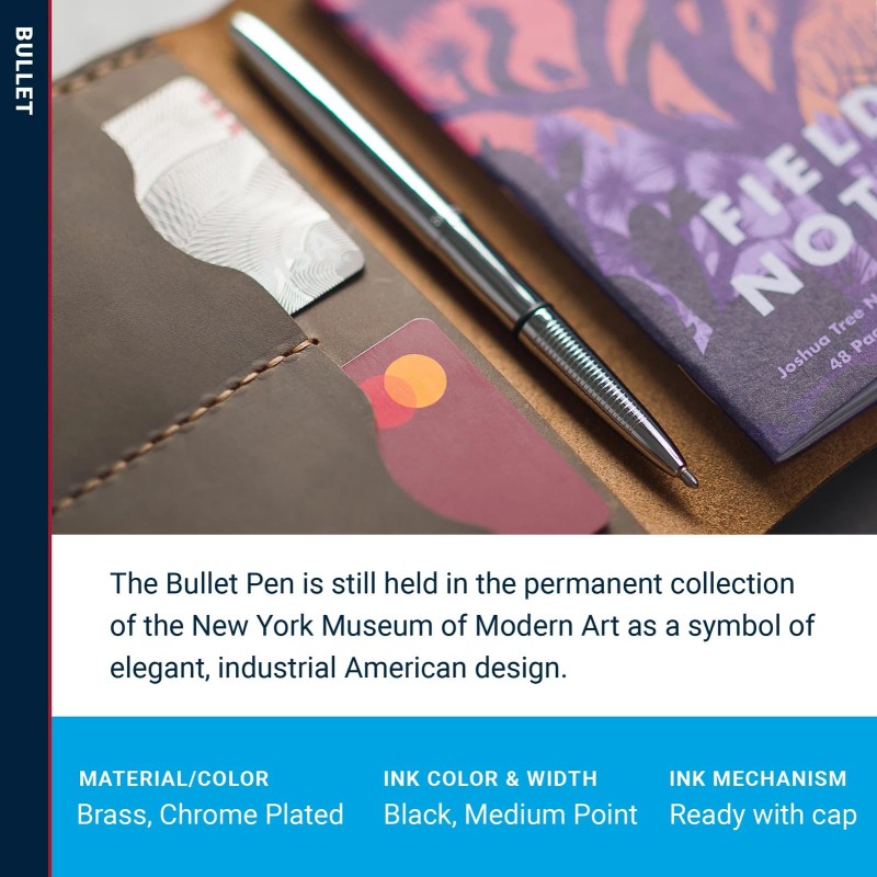 Fisher Chrome Bullet Pen Ballpoint Writes at Any Angle Under