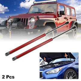 X AUTOHAUX 2 Pcs Front Hood Lift Supports Struts Shocks Gas Spring for Jeep Wrangler (JK) 2007-2018 Red Carbon Fiber Pattern