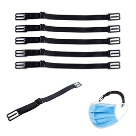 Set of 6 Comfortable Mask Life Without Pain Ears, Elastic Soft Mask Hook Belt, Washable and Easy to Use (Black)