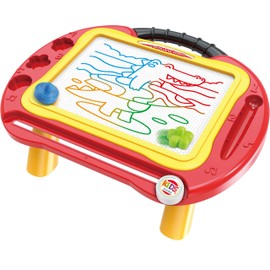OLEOCA 2 in 1 Magnetic Drawing Doodle Board for Kids, Table with Pen and Templates (red)