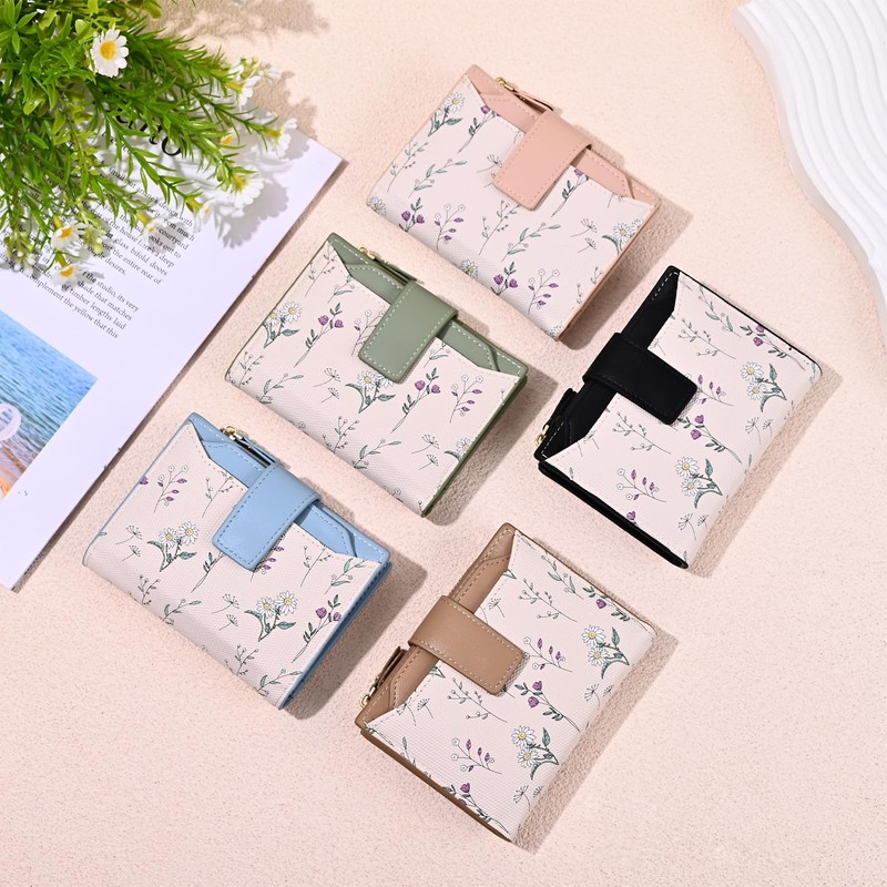 Denovin Wallet Women, Bifold Compact Small Women's Wallets, Floral Ladies