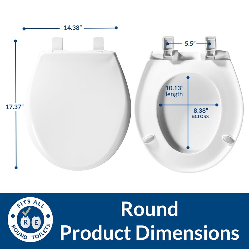Bemis Aurora Slow Close Toilet Seat, Easy Clean Hinges and