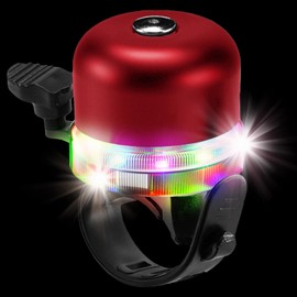 YOUYIKE Bicycle Bell with RGB Lights, Illuminated Bicycle Bell for Children and Adults, Mini Bicycle Bell for Children, Adults, Bicycle Horn for the Road, Bicycle Accessories (Red)