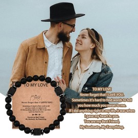 Anniversary Christmas Birthday Gifts for Husband Bracelet I Love You Gifts for Him Boyfriend Fiance Beaded Bracelet for Men Soulmate Bf Valentines Day Gift Ideas Hubby Wedding Engagement Gift Bracelet