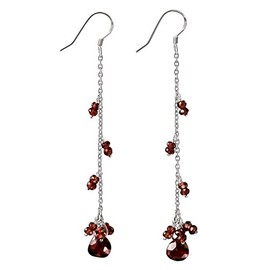 Franki Baker Faceted Natural Garnet Gemstone & Sterling Silver Chain Drop Earrings