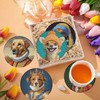 6 Pcs Dogs Diamond Paintings Coasters with Holder for Adults