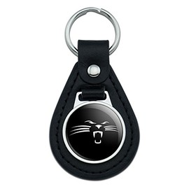 Graphics and More Panther Face Black Leather Keychain