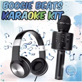 Gabba Goods Boogie Beats Karaoke Kit, Bluetooth Microphone And Headphones, Black