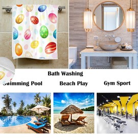 Pfrewn Colorful Easter Eggs Hand Towels 16x30 in Spring Floral Egg Art Bathroom Towel Ultra Soft Highly Absorbent Small Bath Towel Kitchen Dish Guest Towel Happy Easter Day Decorations