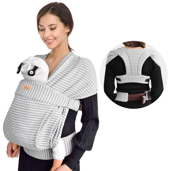 CUBY Baby Wrap Carrier Half Buckle Baby Carrier Hands Free Butterfly Back Shape Easy Wrap Carrier for Newborn Infant - One Size Fits All