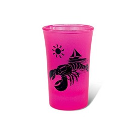 Puzzled Lobster Pink Neon Shot Glass 1.28 Oz Quality Glassware for Bar Collection Novelty Liquor/Spirits Drinking Glass - Marine Life Beach Animal Nautical Theme