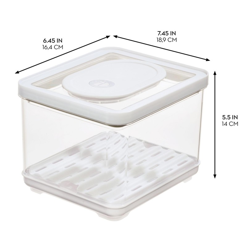 iDesign Fridge Produce Bin with Removable Drainage Tray and Lid