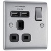 BG Electrical Single Switched Fast Charging Power Socket with Two