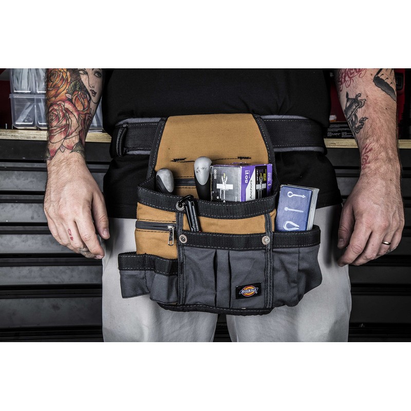 Dickies 8-Pocket Padded Tool Belt/Utility Pouch, Adjustable 3-Inch Belt, Durable