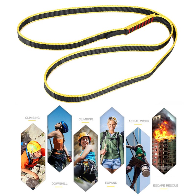 Outdoor Climbing Load Bearing Flat Belt Strap Safety Mountaineering Rope(120*1.6cm)