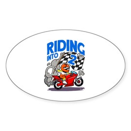 CafePress Motorcyclist Riding Into 2 Boy Motorcycle Sticker Oval Car Bumper Sticker