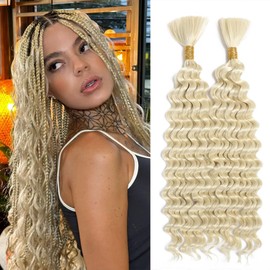 Deep Wave Bulk hair for Braiding No Weft Faux Micro Braiding Hair Braids Extensions for Box Boho Braids 2Bundles Per Pack (24Inch,#613)