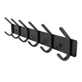 VAEHOLD Wall Hooks Coat Hooks Wall Mounted, Coat Rack with 6 Double Hooks for Hanging Towel Hat Coat Robe Bag Key for Bathroom Kitchen Bedroom（1 Pack）