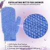 Evridwear Shower Exfoliating Mitts, Deep Cleanse Bathing Scrub Gloves Self