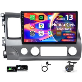8Core 32G Car Radio for Honda Civic 2006-2011: 10.1” Touch Screen Stereo with Wireless Carplay Android Auto 5G WiFi GPS Bluetooth FM RDS SWC AHD Backup Camera