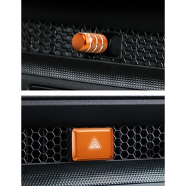 DvlynAuroa Interior Accessories for Honda Civic 2022-2025 & CRV & Acura Integra 2023-2025, 5pcs Aluminum Alloy Trim Set - Hazard Warning Light Button Cover, Air Vents Outlet Knob Covers (Orange)