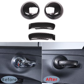 METYOUCAR Car Door Pull Handle Compatible with Fiat 500 2010-2021 Cab and Passenger Interior Door Handle Trim Cover ABS Car Door Handle Protectors Cap 4PCS (Carbon Fiber Pattern)